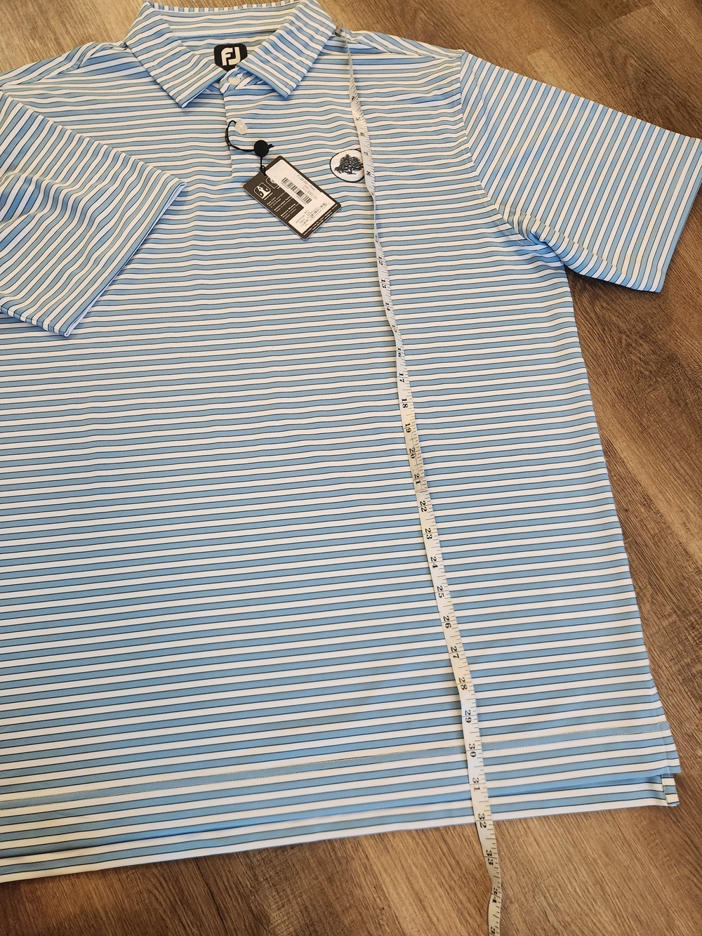 FootJoy NWT Lisle Mini Stripe Men's Golf Polo XL Blue/White Striped Wicking - Picture 7 of 10